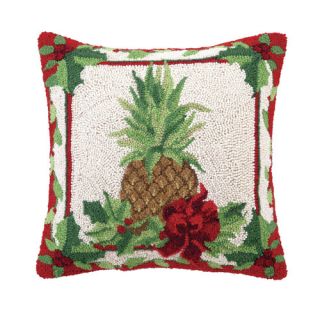 Peking Handicraft Fruit and Foliage Pineapple Hook Wool Throw Pillow