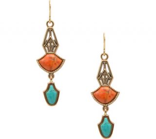 Womens Barse Genuine Turquoise/Coral Drop Earring MEDVE02TSCB   Multi