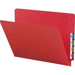 Smead Colored End Tab File Folder, Shelf Master Reinforced Straight Cut Tab, Letter Size, Red, 100/Box (25710)