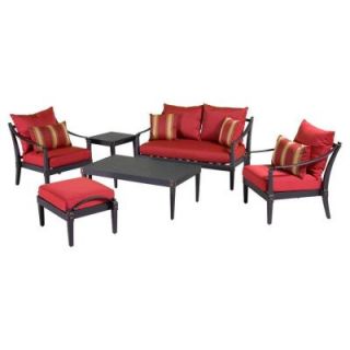 RST Brands Astoria 6 Piece Love and Club Patio Deep Seating Set with Cantina Red Cushions OP ALOSS6 AST CAN K