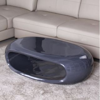 Fox Hill Trading Glossy Functional Oval Coffee Table