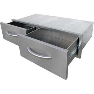 Cal Flame Outdoor Kitchen Stainless Steel 2 Drawer Horizontal Storage BBQ08867