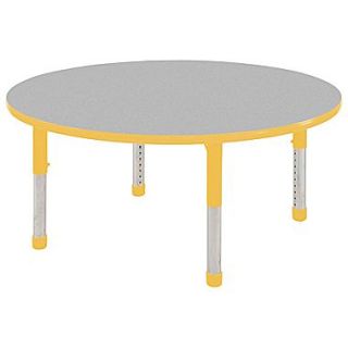 ECR4Kids 36 Round Activity Table With Chunky legs & Standard Glide, Gray/Yellow/Yellow
