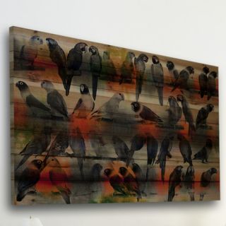 Feathered Friends Wall Art on Natural Pine Wood by ParvezTaj