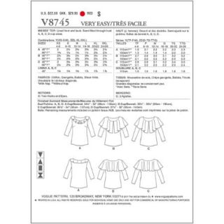 Vogue Pattern Misses' Top, ZZ (L, XL, XXL)