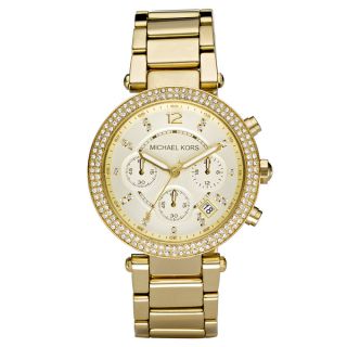 Michael Kors Womens Mini Parker Gold Tone Ion Plated Stainless