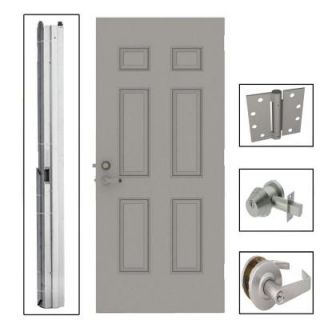 L.I.F Industries 36 in. x 80 in. 6 Panel Steel Gray Security Commercial Door with Hardware UKSP3680L
