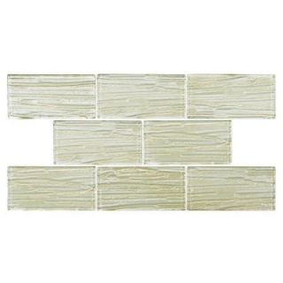 Merola Tile Aspen Subway Cream 3 in. x 6 in. Glass Wall Tile (1 sq. ft. / pack) GSI3SCR
