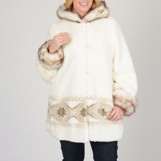 Nuage Plus Size Womens Faux Fur Short Coat with Design  