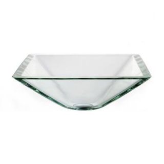 KRAUS Aquamarine Square Glass Vessel Sink in Clear GVS 901 19mm