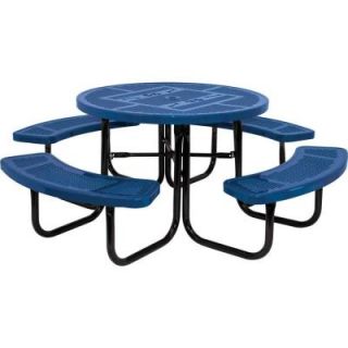 Ultra Play 46 in. Blue Dog Park Commercial Round Perforated Punch Table PBARK 358 RDP BLU