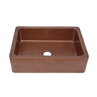 SINKOLOGY Courbet Farmhouse Apron Front Handmade Pure Solid Copper 30 in. 0 Hole Single Bowl Kitchen Sink in Antique Copper SK302 30AC   Mobile