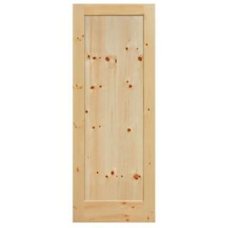 Masonite 40 in. x 84 in. Knotty Pine 1 Panel Shaker Flat Solid Wood Interior Barn Door Slab 81904