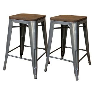 Threshold™ Hampden Industrial 24 Counter Stool with Wood Top (Set