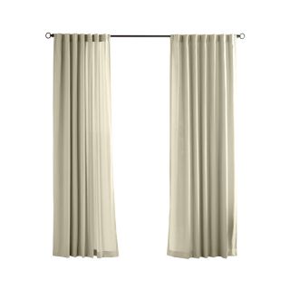 Solaris Canvas Solid 108 in Cream Polyester Back Tab Light Filtering Single Curtain Panel