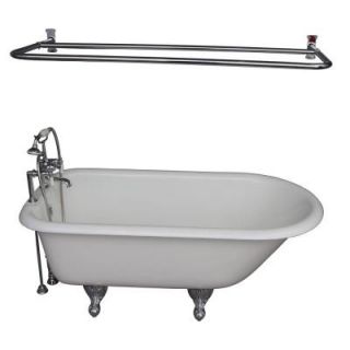 Barclay Products 5 ft. Cast Iron Ball and Claw Feet Roll Top Tub in White with Polished Chrome Accessories TKCTR7H60 CP5