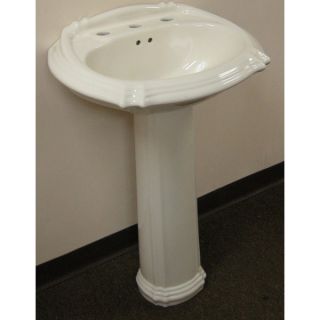 Somette Ceramic Biscuit 8 inch Spread Pedestal Sink