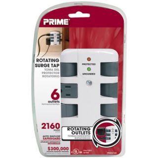 Prime Wire 6 Outlet 2160J Swivel Surge Tap, White