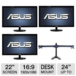 3 ASUS 21.5 WIDE LED MONITOR W/ INLAND TRPL MOUNT