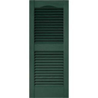Builders Edge 15 in. x 36 in. Louvered Vinyl Exterior Shutters Pair in #028 Forest Green 010140036028