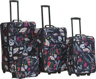 Rockland 4 Piece Printed Luggage Set F138   Vegas
