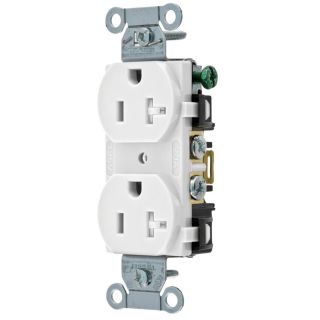 Hubbell 20 Amp 125 Volt White Indoor Duplex Wall Outlet