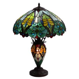 Amora Lighting Tiffany Style Floral Design Table Lamp Double Lit