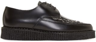 Underground Black Leather Barfly Creepers