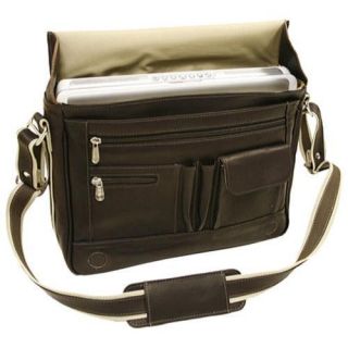 Piel Leather Chocolate Four Section Urban Messenger Bag  
