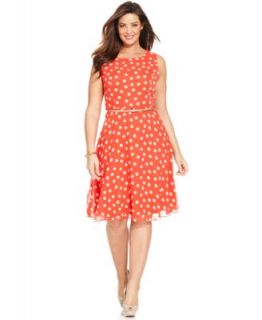 Jessica Howard Plus Size Sleeveless Floral Print Seamed Dress