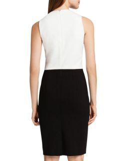Cynthia Steffe Cameron Colorblock Dress with Jeweled Cluster Waist, White/Black