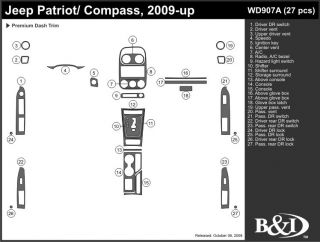 2009 Jeep Patriot Wood Dash Kits   B&I WD907A DCF   B&I Dash Kits