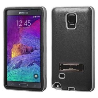 Insten Hard Hybrid Rugged Shockproof Silicone Case with Stand For Samsung Galaxy Note 4   Black