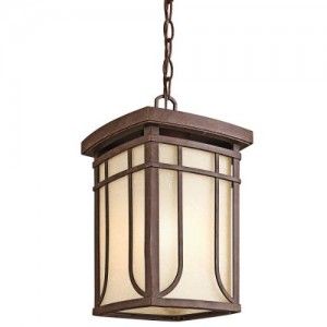 Kichler 49152AGZ Outdoor Light, Arts and Crafts/Mission Pendant 1 Light Fixture   Aged Bronze