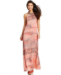 Jessica Simpson Leopard Print Halter Maxi Dress   Dresses   Women