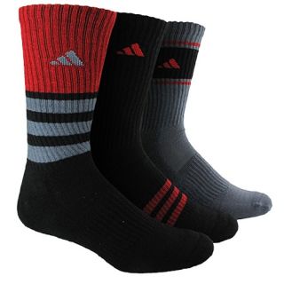 adidas Cushioned Assorted Color 3 Pack Crew Sock   Mens   Training   Accessories   Black/Onix/Power Red