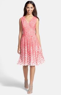 Eliza J Dot Print Jersey Fit & Flare Dress (Regular & Petite)