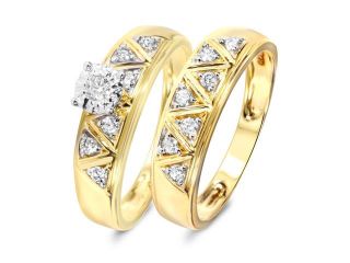 1/3 Carat T.W. Round Cut Diamond Engagement Ring and Women's Wedding Band Set 