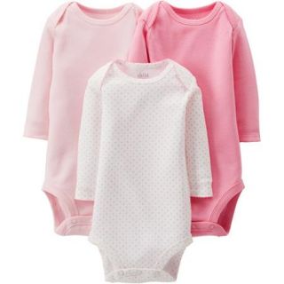 Child of Mine by Carter's Newborn Baby Girl Long Sleeve Bodysuits, 3 Pack