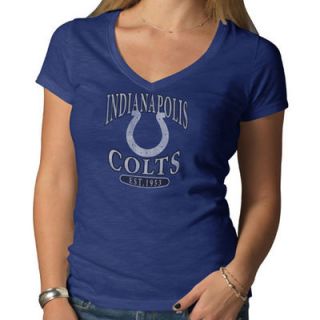 47 Brand Indianapolis Colts Womens Premium V Neck Scrum T Shirt   Royal Blue