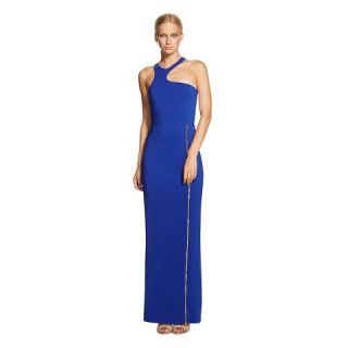 Womens Asymmetrical Halter Gown with Zipper Royal   ABS Collection