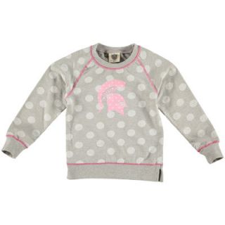 Michigan State Spartans Wes & Willy Girls Toddler Polka Dot French Terry Pullover Fleece Sweatshirt   Heather Gray