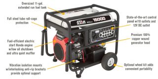 NorthStar Portable Generator — 15,000 Surge Watts, 13,500 Rated Watts, Electric Start, EPA and CARB-Compliant  Portable Generators