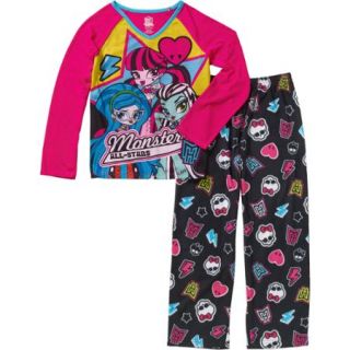 Monster High Girls' License Fleece Sleep Pant & Poly Top 2 Piece Pajama Set