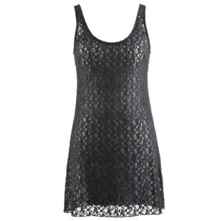 Black Simple See Through Lace Swimsuit Beach Cover Up Dress Size Small