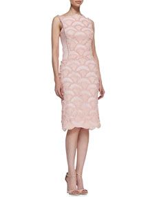 Tadashi Shoji Sleeveless Lace & Sequin Pattern Cocktail Dress, Antique Pink