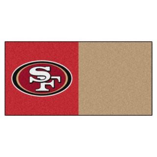FANMATS NFL   San Francisco 49ers Red and Gold Nylon 18 in. x 18 in. Carpet Tile (20 Tiles/Case) 8570
