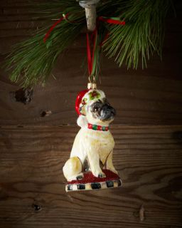 MacKenzie Childs Pug Dog Christmas Ornament