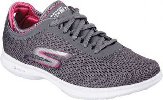 Womens Skechers GO STEP Sport Lace Up Shoe   Charcoal/Hot Pink