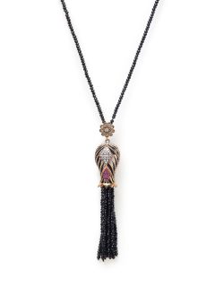 Black Onyx & Bird Cage Tassel Pendant Necklace by Grand Bazaar   New York